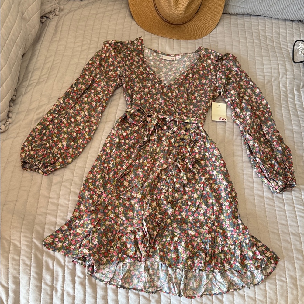 SO Floral Long Sleeve women Dress NWT